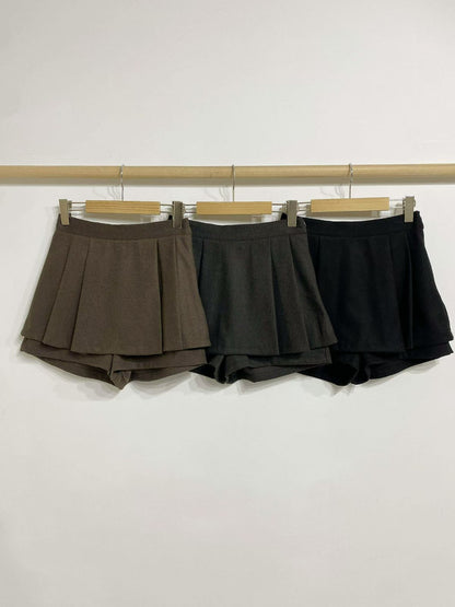 秋冬款！小絨面百褶短裙褲｜2色入