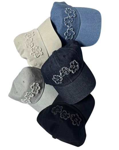 Vintage Flower Denim Cap｜5色入