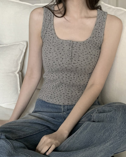 夏天💐小碎花方領背心｜3色入