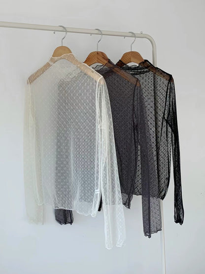 [新色加入🧊] 小雪花透膚捲邊內搭TOP｜3色入