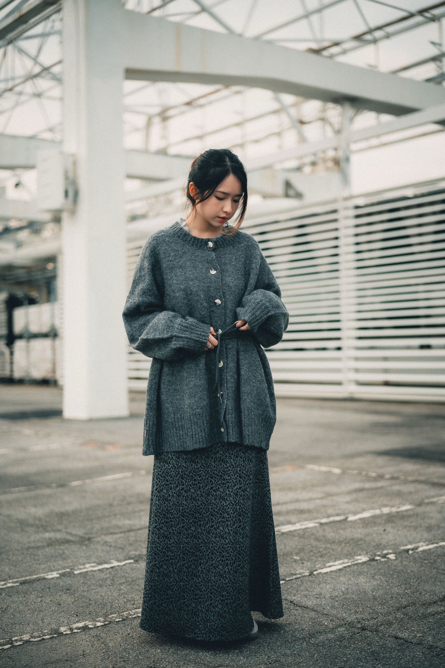 馬海毛觸感針織開襟衫搭配腰帶｜5色入