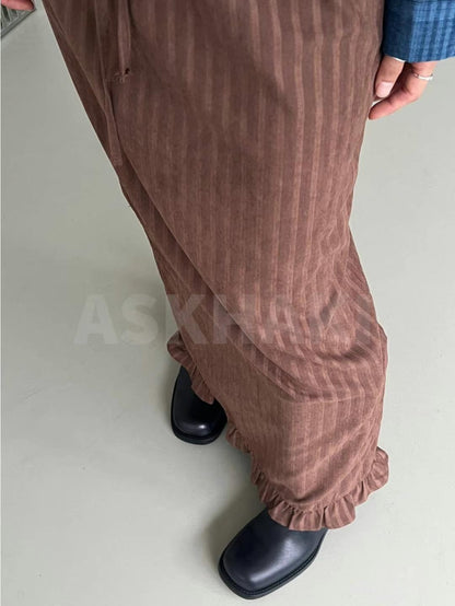 豎紋後分叉Ruffle魚尾裙｜3色入