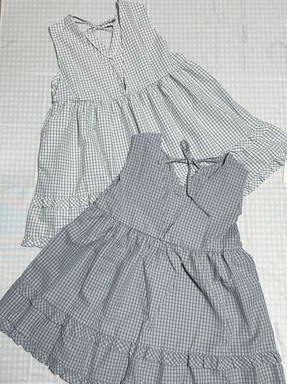 日系kawaii💓 RUFFLE小格紋綁帶背心｜4色入