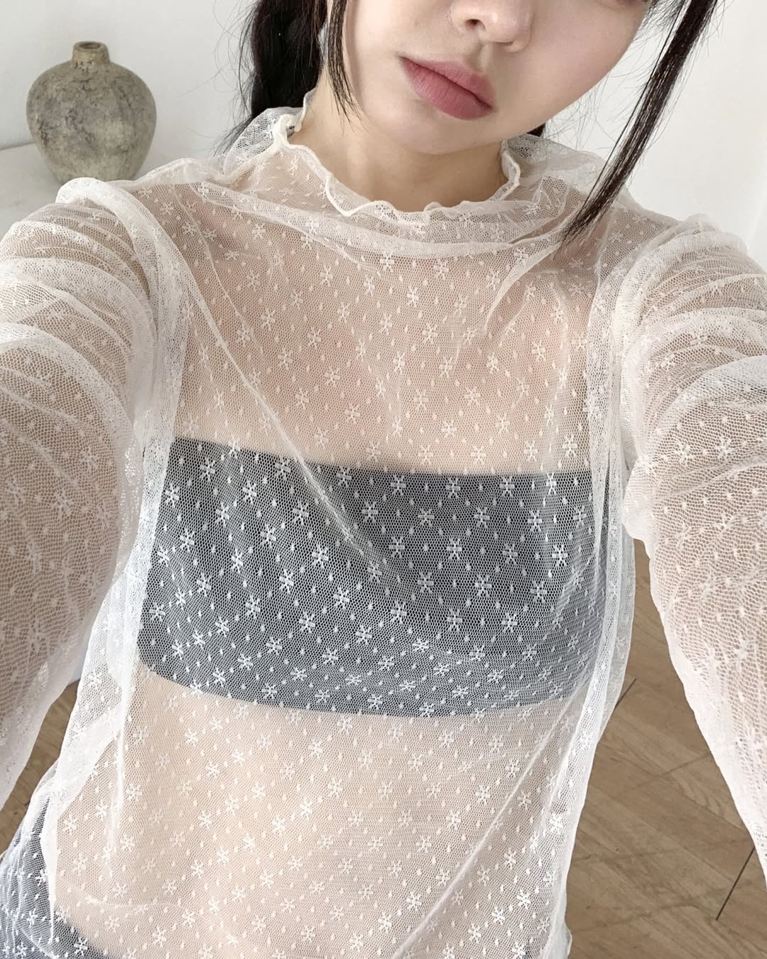 [新色加入🧊] 小雪花透膚捲邊內搭TOP｜3色入