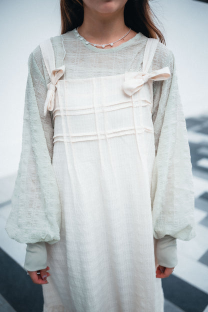 JP紋理感立體綫條雪紡泡泡感上衣｜3色入