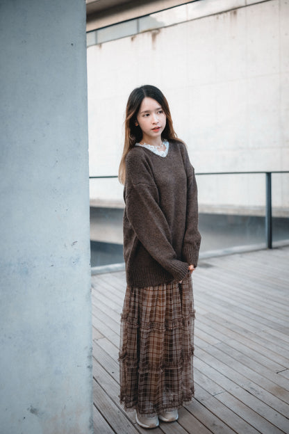 三分甜🍡軟糯Lace V領毛衣｜3色入