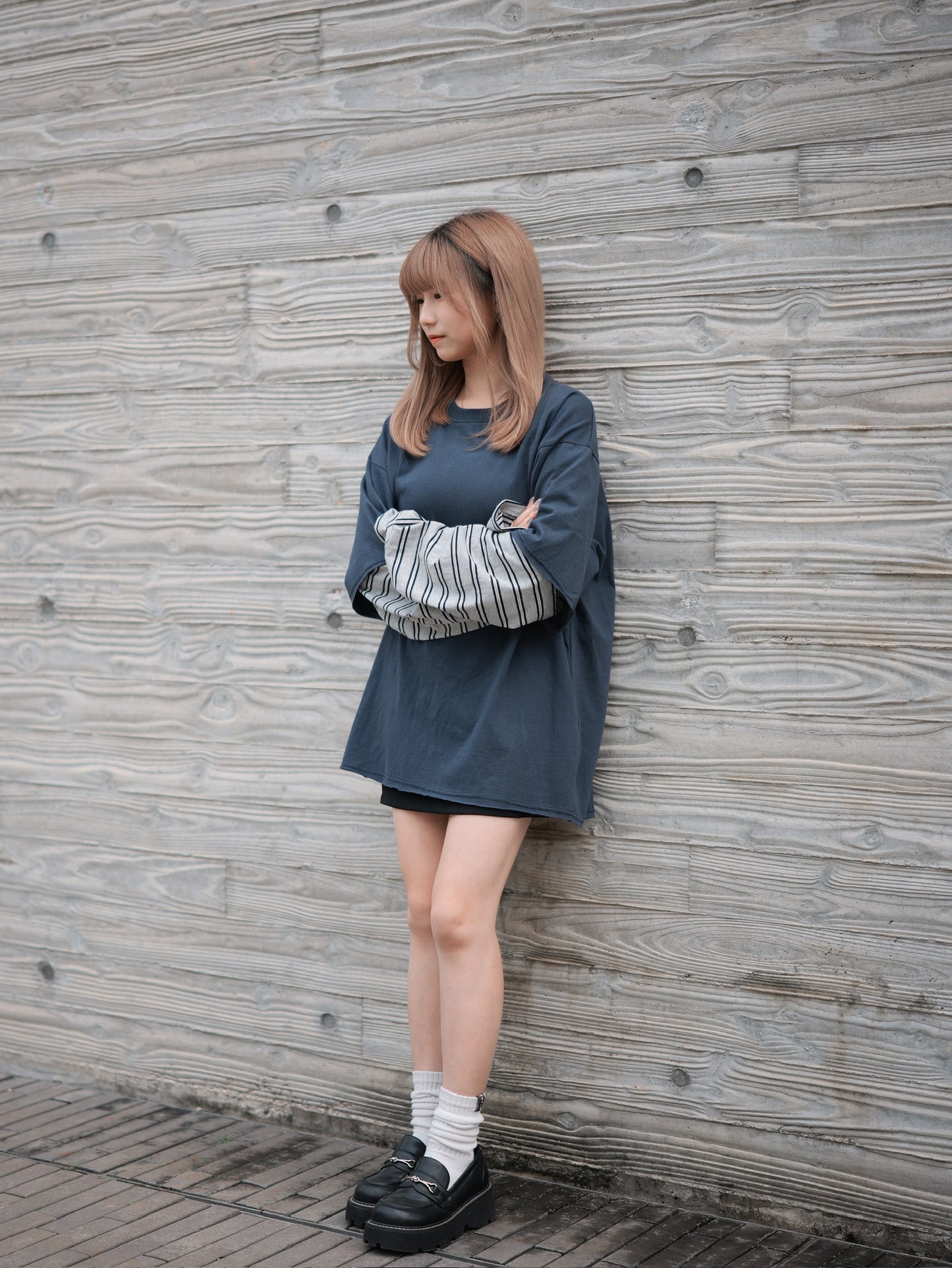 Boyish間條手袖假兩件Tee｜2色入