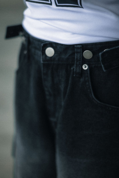 洗水灰則口袋6分牛仔褲｜1色入