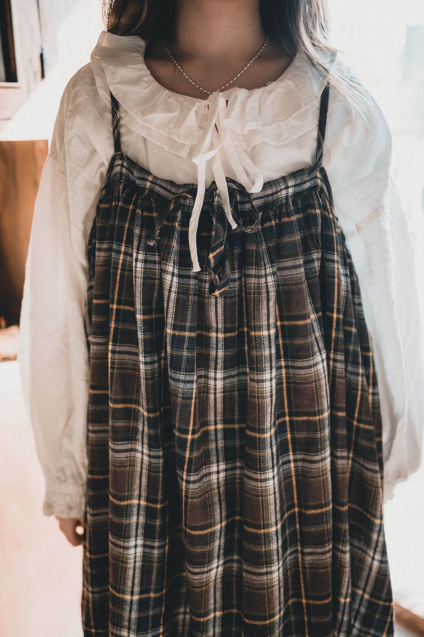 雙層花邊領小綁結襯衫｜4色入