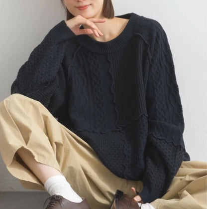 拼色縫接針織knit top｜4色入
