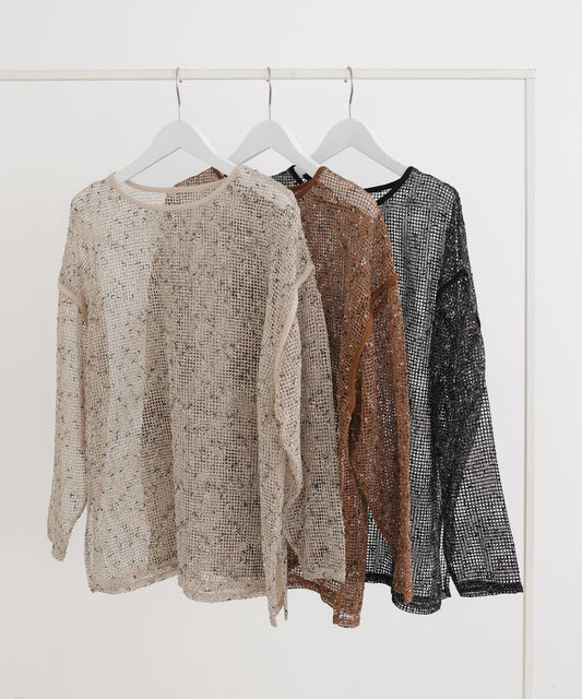 JP線粒點網格罩衫｜3色入