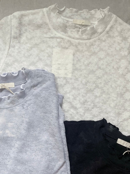 正式宣佈售完😭❗️暗花花紋捲邊TOP｜4色入