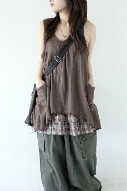 兩層layer🧸拼接背心娃娃top｜3色入