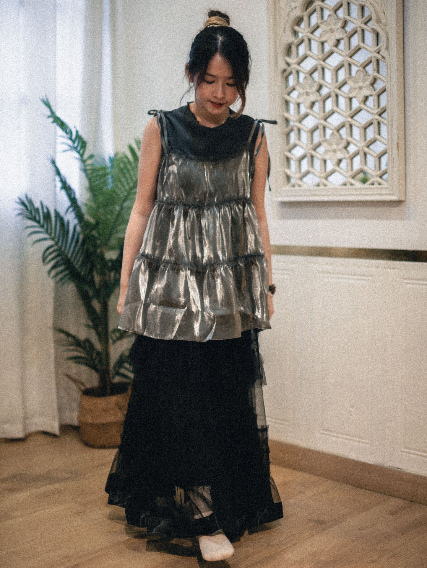 特別！公主風緞帶邊多層紗紗蛋糕長裙｜3色入