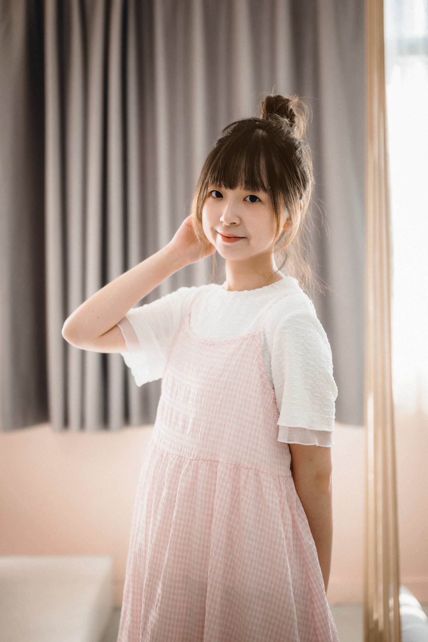 超甜💗 元気綁帶格子吊帶蛋糕OPS｜2色入