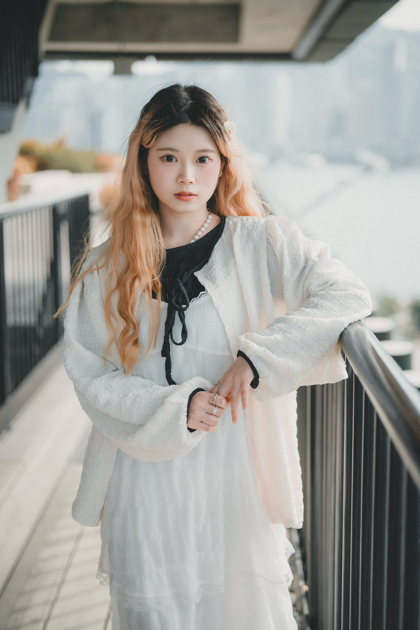 泡泡質蝴蝶結綁帶外搭｜2色入