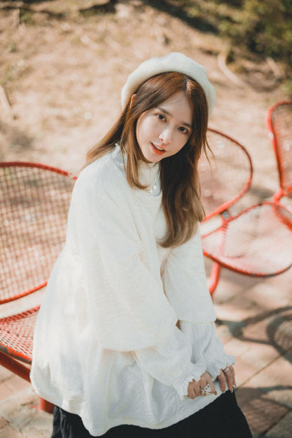 麥穗紋針織RUFFLE TOP｜5色入