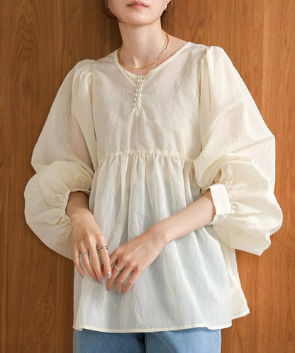 JP輕透綁帶襯衫blouse｜3色入