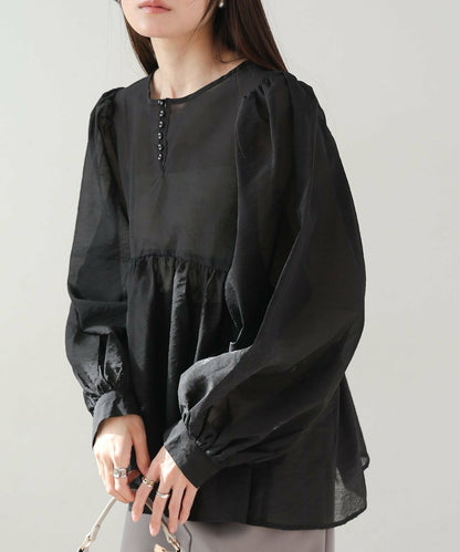 JP輕透綁帶襯衫blouse｜3色入