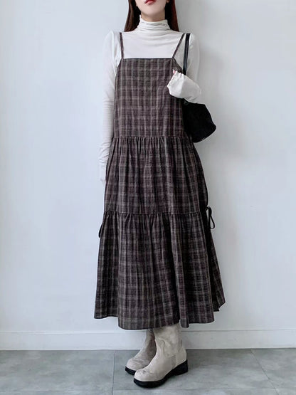 側分岔綁結格紋吊帶OPS🪵｜2色入