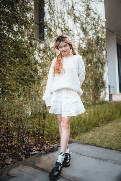 甜美花邊層層蛋糕短裙｜2色入