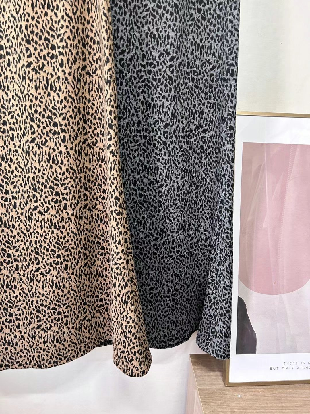 磨毛面針織豹紋魚尾裙｜2色入