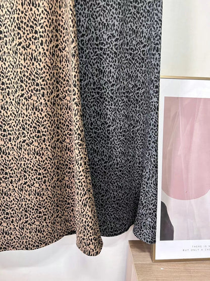 磨毛面針織豹紋魚尾裙｜2色入