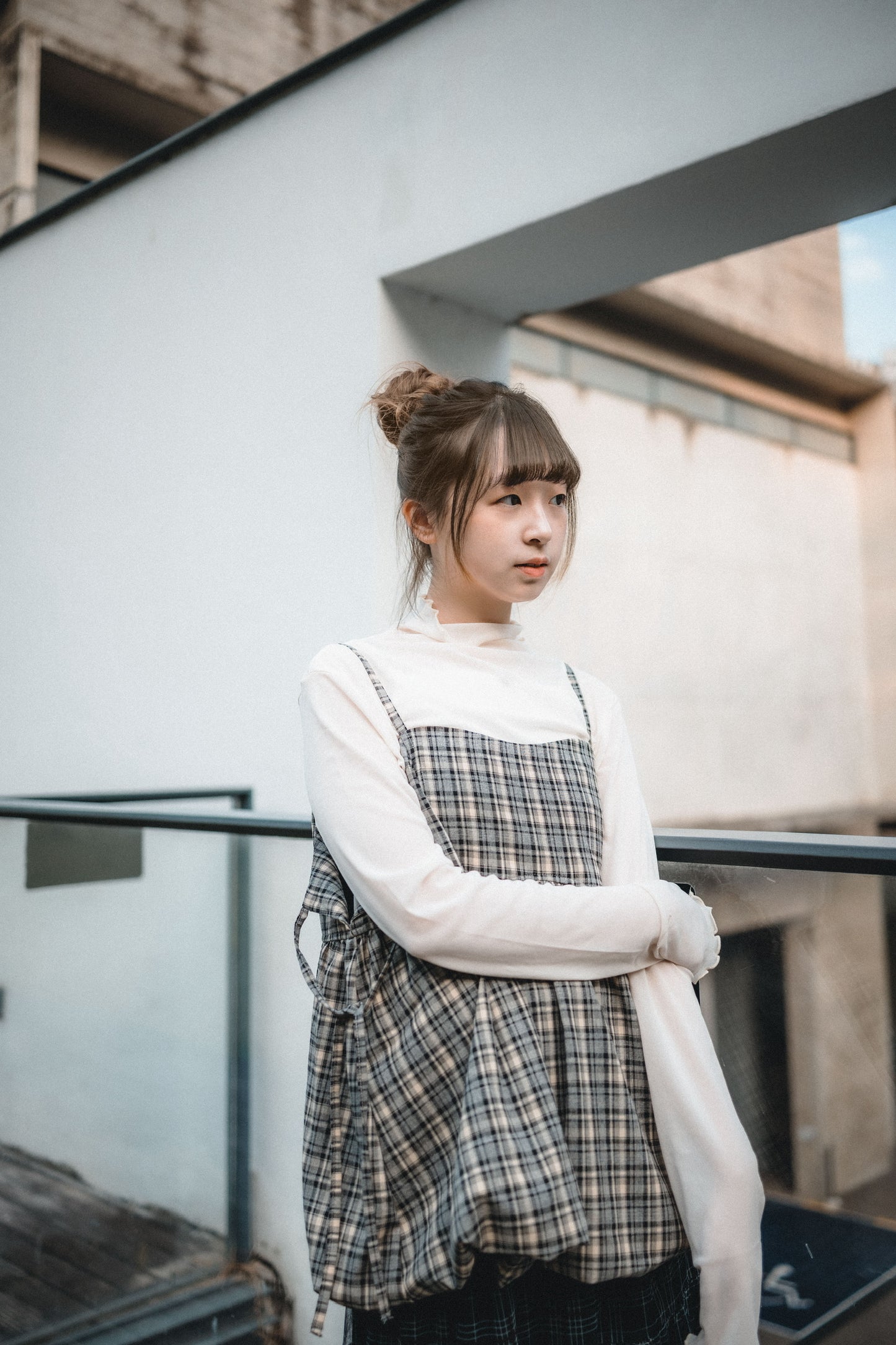 秋冬格紋🪟側綁帶泡泡背心外搭｜4色入