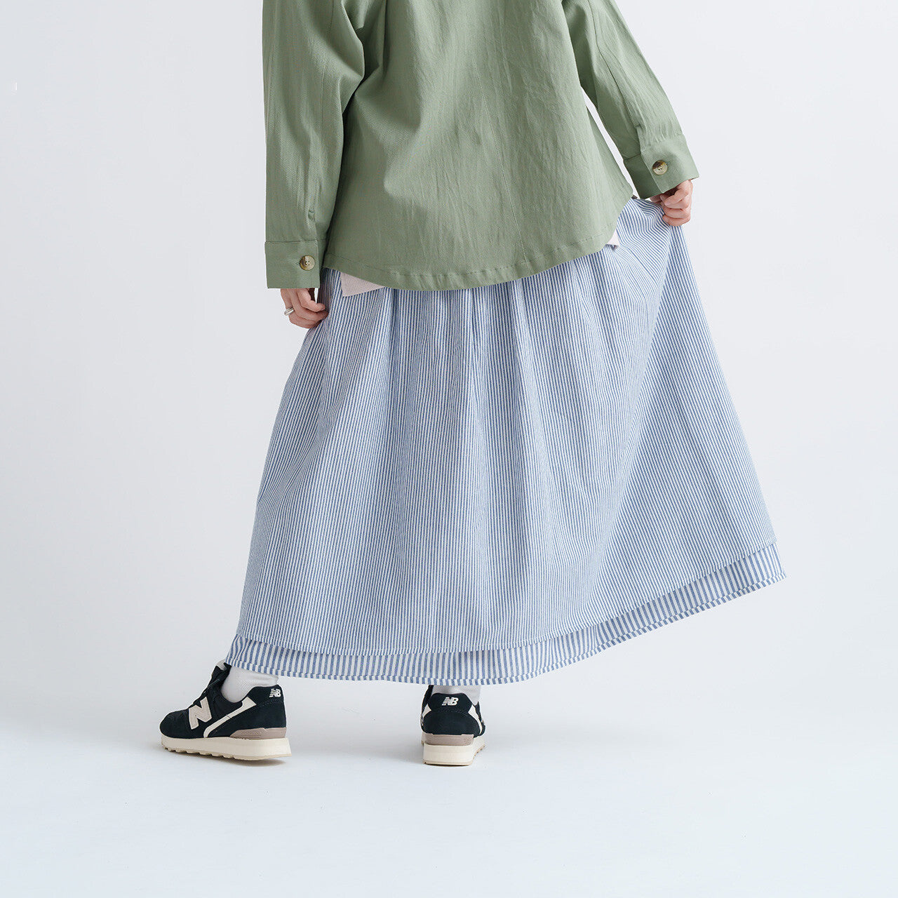 Reversible! 簡約直紋半裙｜2色入