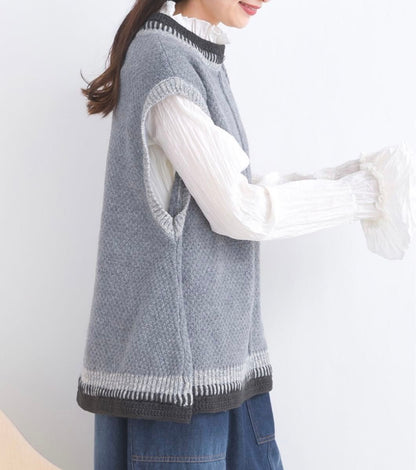 JP混色織線坎肩針織馬甲｜3色入