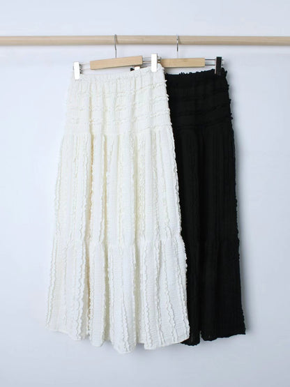 溫柔紋理感蕾絲半身裙｜2色入