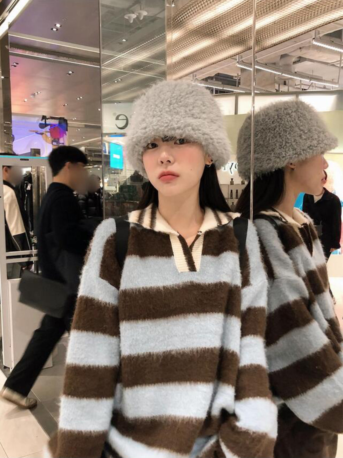 滑滑Fluffy • Stripe Collar Knit | 4色入