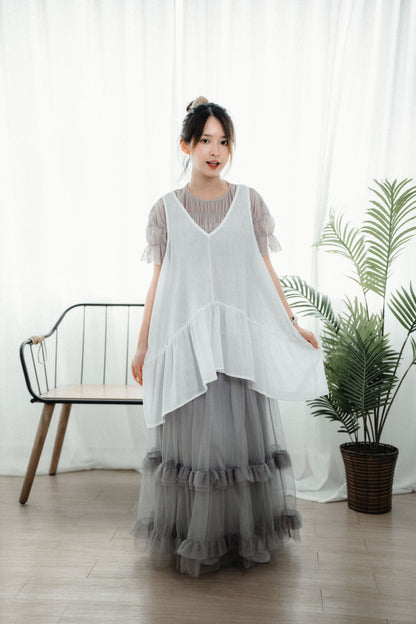 日系V領荷葉魚尾邊疊穿Layer｜2色入