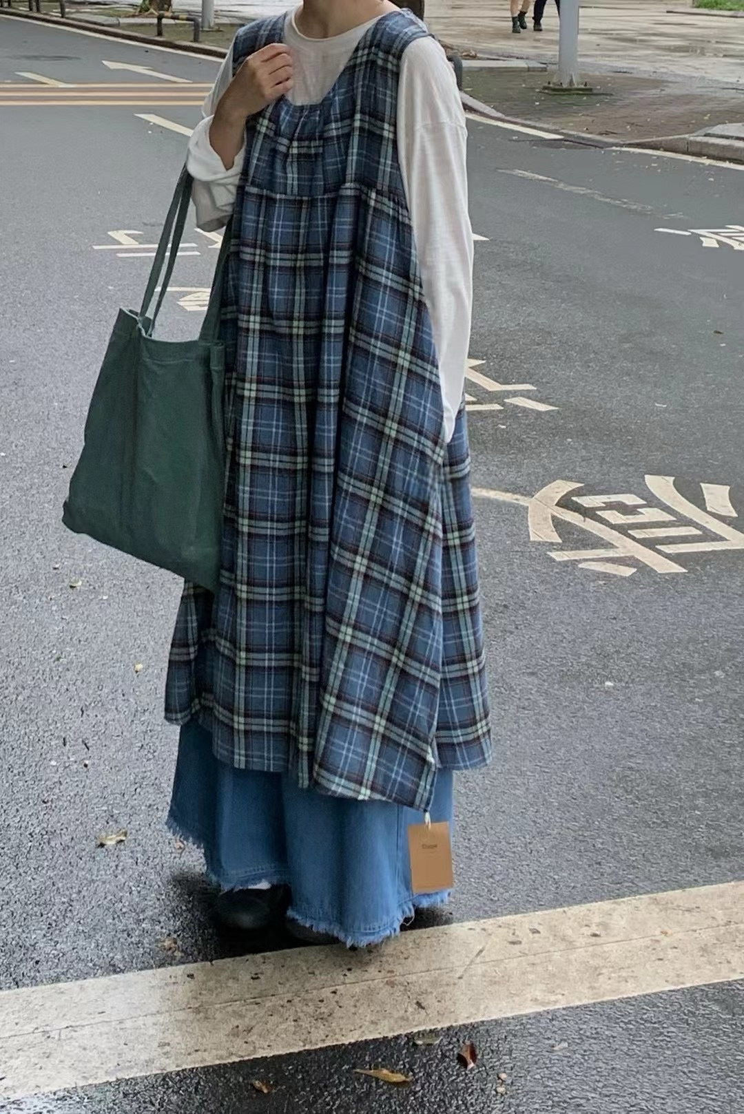 藍色系🌊 格子紋背心OPS｜2色入