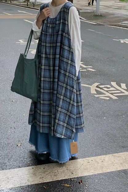 藍色系🌊 格子紋背心OPS｜2色入