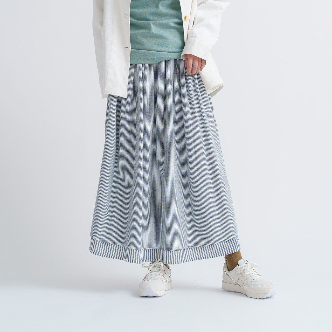 Reversible! 簡約直紋半裙｜2色入