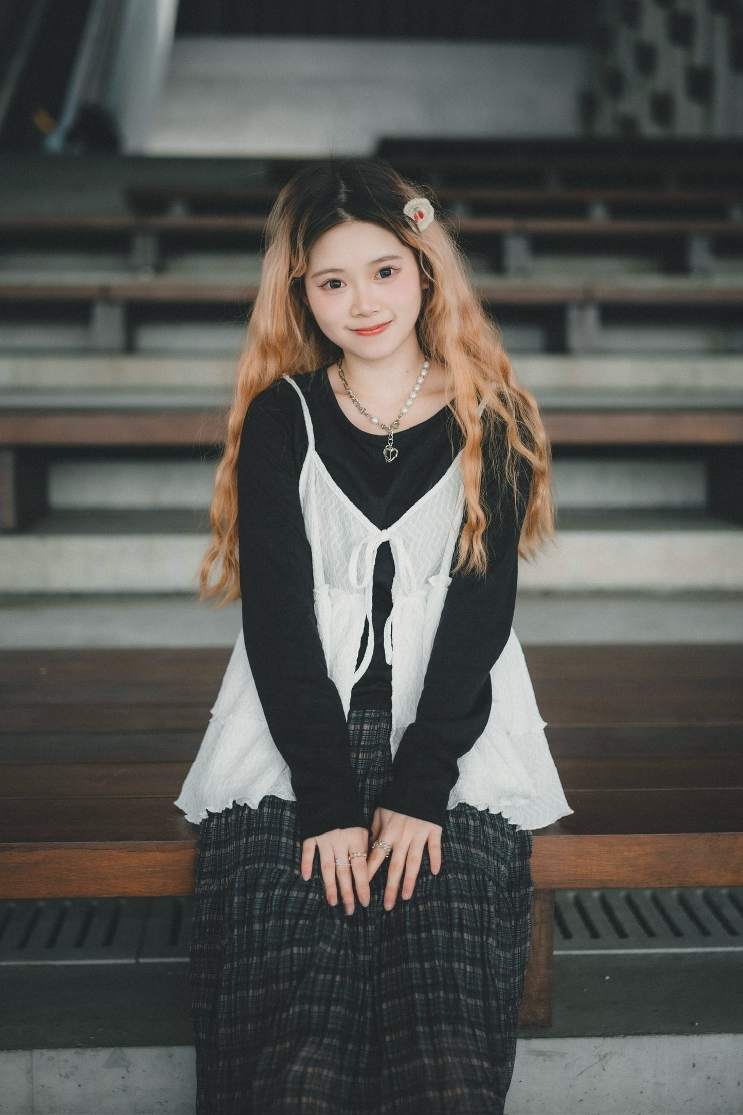 小菱格壓紋🔸荷葉吊帶layer｜3色入