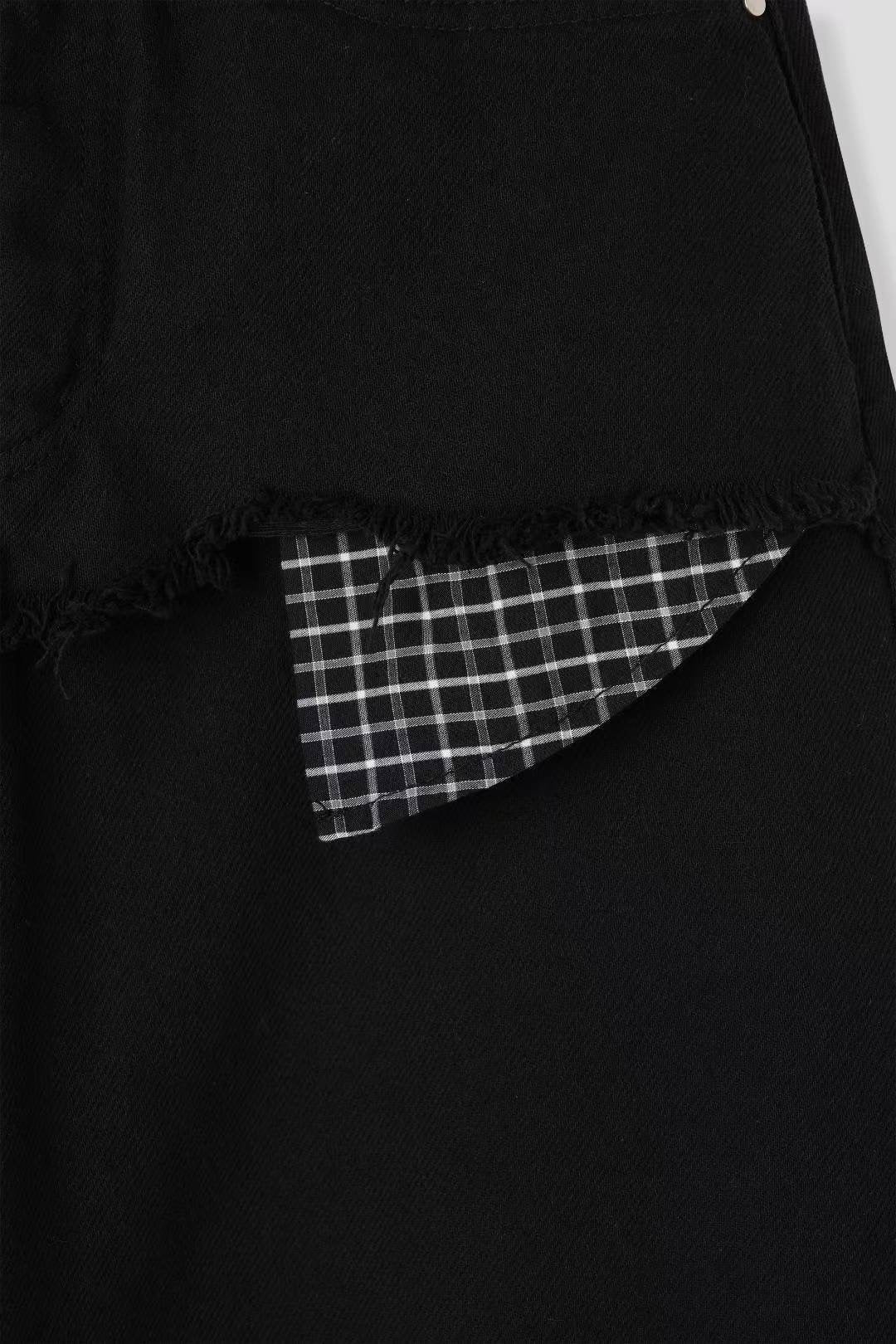 剪裁層疊拼格紋布氣球褲｜1色入