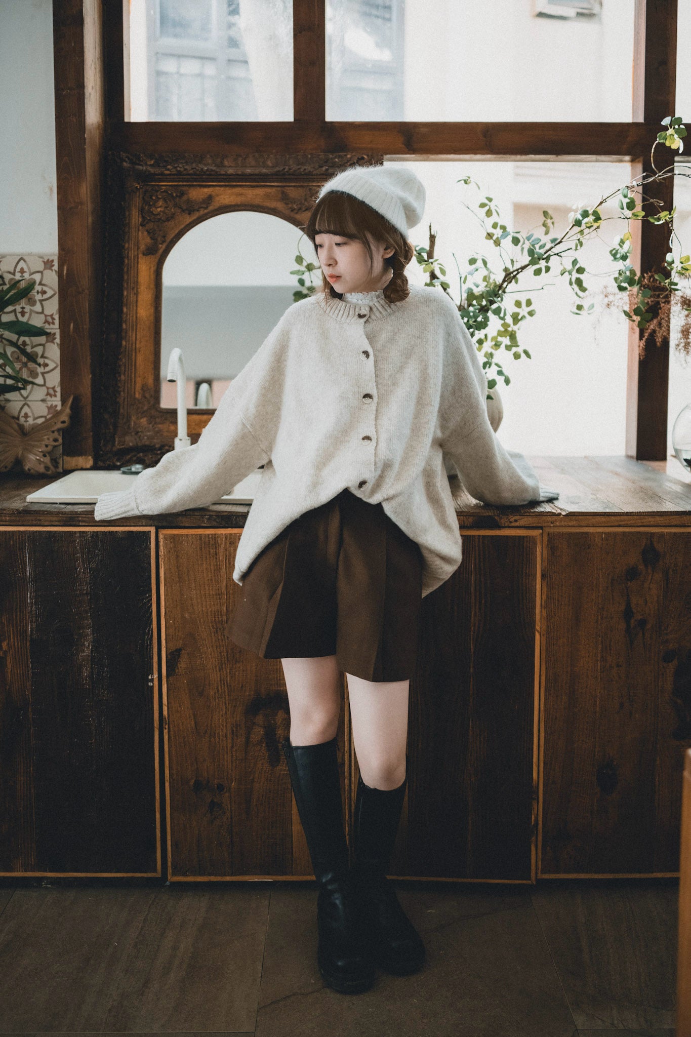 高質感！羊毛西裝短褲配皮帶｜3色入