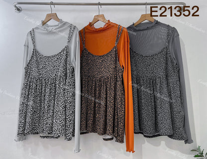 豹紋pattern吊帶layer｜3色入