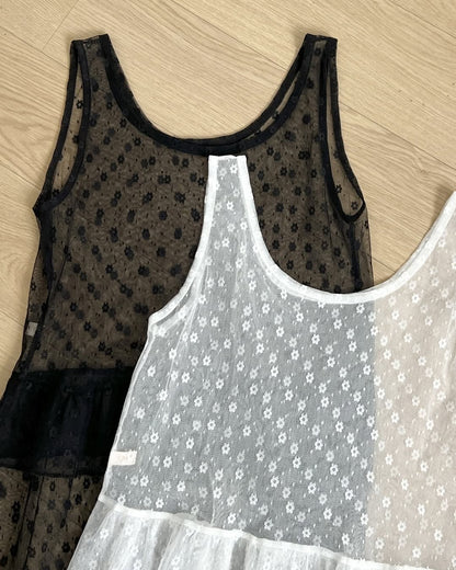 小花花 ✿ 雙層荷葉透透背心layer｜2色入