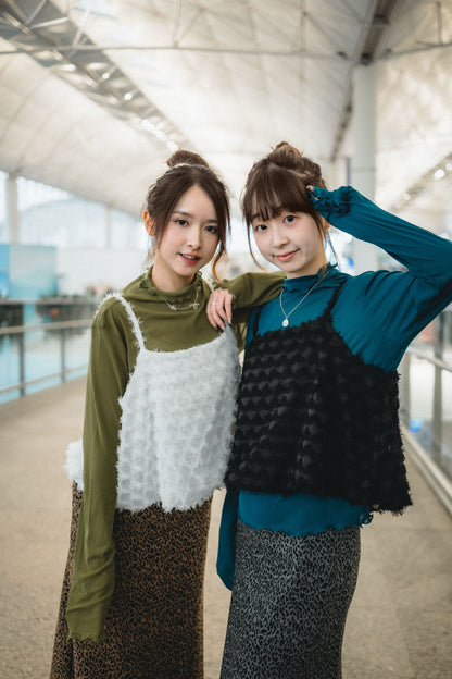 毛毛菱格吊帶背心外搭｜4色入