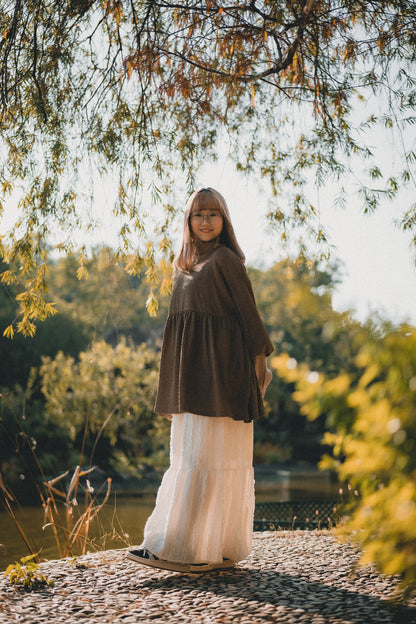 溫柔紋理感蕾絲半身裙｜2色入