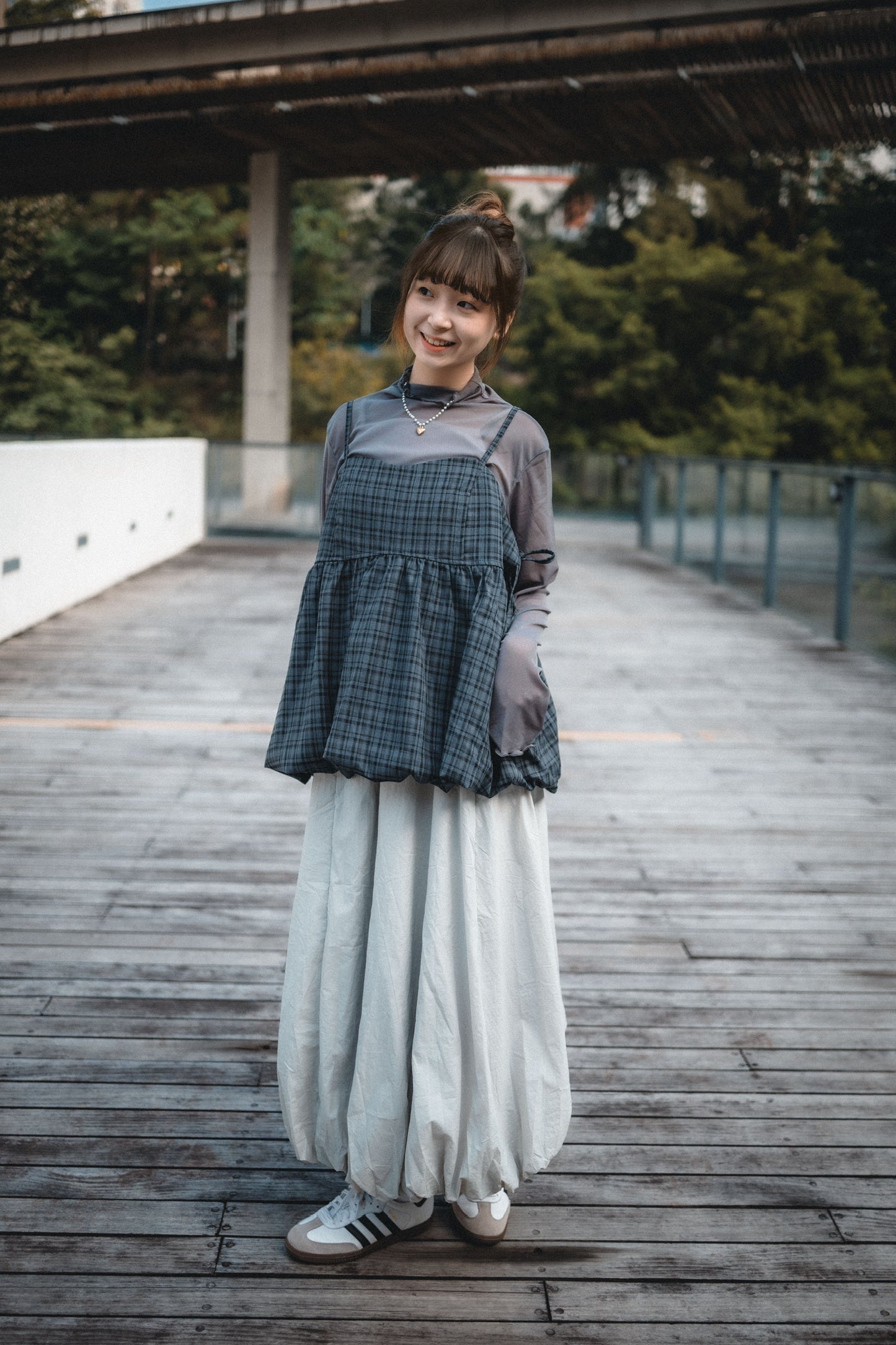 秋冬格紋🪟側綁帶泡泡背心外搭｜4色入