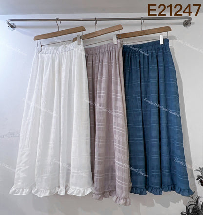 Ruffle尾暗格紋半身裙｜3色入