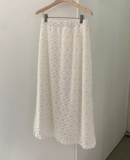 凹凸心形雕紋桃絨長裙｜2色入