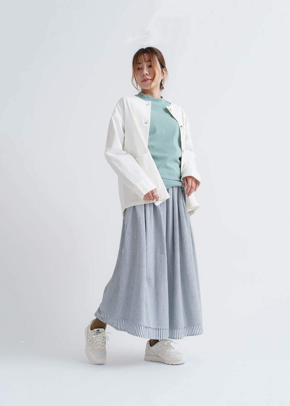 Reversible! 簡約直紋半裙｜2色入