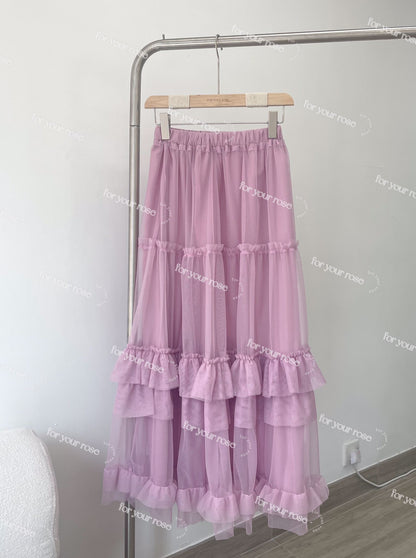 多層🌸 花邊蛋糕紗紗半裙｜7色入