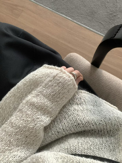 粗呢花羊毛寬身針織上衣｜1色入