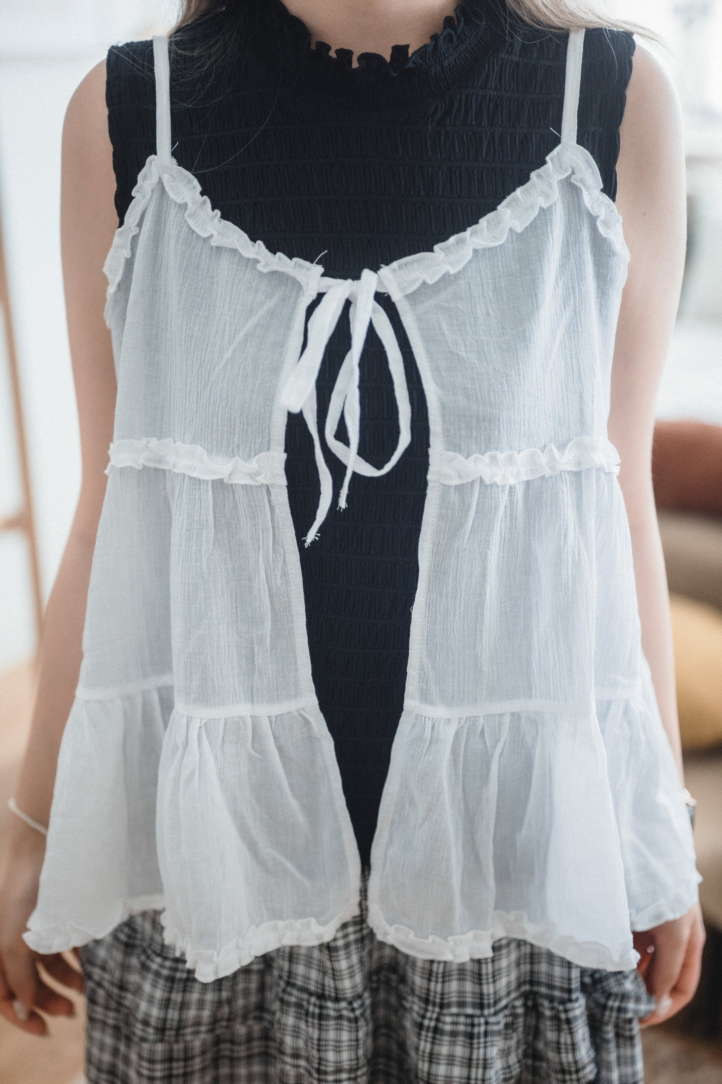 莫蘭迪𝓉ℴ𝓃ℯ花邊綁帶外搭｜4色入